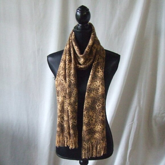 Leopard print scarf long fringes wild jungle cheetah cat accessories baddie - Picture 1 of 7